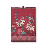 Pip Studio Theedoek - Flower Festival Donker Roze - 50x70cm - 2 St. - thumbnail
