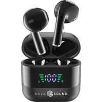 Music Sound, Spark TWS Hoofdtelefoon, Bluetooth, draadloos, led-display, 30 uur afspelen, automatische koppeling, touch-bediening op de oordopjes, zwart - thumbnail