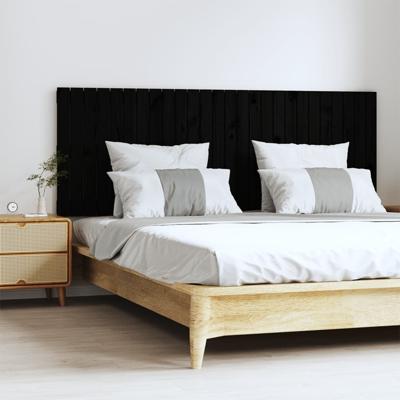 Wandhoofdbord 166x3x60 cm massief grenenhout zwart
