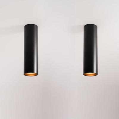 2x Canopus nero m by LUSENZ - Cilindervormige opbouwspot in met mat zwarte coating