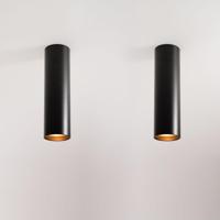 2x Canopus nero m by LUSENZ - Cilindervormige opbouwspot in met mat zwarte coating - thumbnail