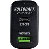 VOLTCRAFT CAS-63 USB-oplader 63 W 1x USB-A, 1x USB-C USB PD Zwart Auto USB Power Delivery (USB-PD) - thumbnail