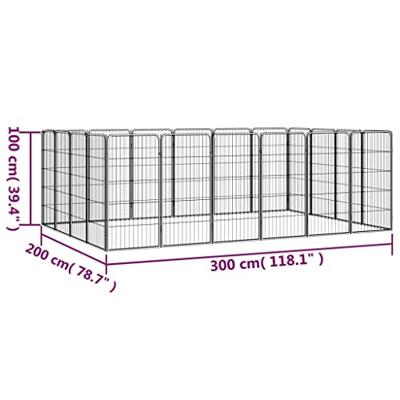 Hondenkennel 20 panelen 50 x 100 cm gepoedercoat staal zwart