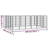 Hondenkennel 20 panelen 50 x 100 cm gepoedercoat staal zwart - thumbnail