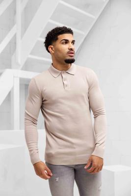 Malelions Knitted Longsleeve Polo Heren Beige - Maat S - Kleur: Beige | Soccerfanshop
