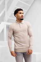 Malelions Knitted Longsleeve Polo Heren Beige - Maat S - Kleur: Beige | Soccerfanshop - thumbnail