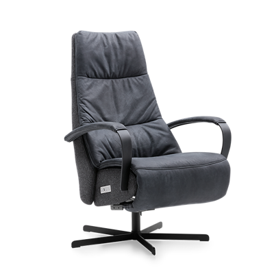 Relaxstoel E-100 Zwart Stof en Leer