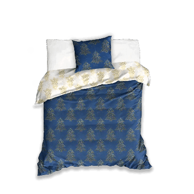 Carbotex Kerst Dekbedovertrek kerstbomen blauw