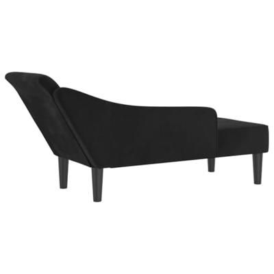 Chaise longue met kussens fluweel zwart Chaise longue met kussens fluweel zwart