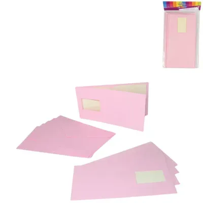 Uitnodigingskaarten en enveloppen roze 5 stuks | 48 stuks