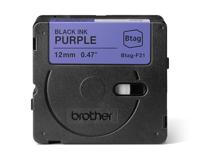 Brother BTAG-F31 labelprinter-tape Zwart op paars - thumbnail