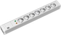 Bachmann 333.604 19 inch Stekkerdoos voor patchkast 1.5 HE Geaarde contactdoos Overspanningsbescherming Grijs-wit (RAL 7035) - thumbnail