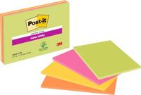 Post-It Super Sticky Meeting notes, 45 vel, ft 101 x 152 mm, geassorteerde kleuren, pak van 4 blokken - thumbnail