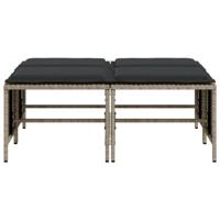 Tuinkrukken met kussens 4 st poly rattan lichtgrijs - thumbnail