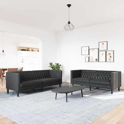 Bankstel 2 pcs Zwart 194 x 74.5 x 70.5 cm Kunstleer