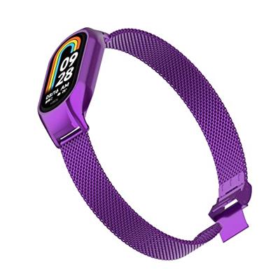 Milanese bandje met case - Paars - Xiaomi Smart Band 8 & 9