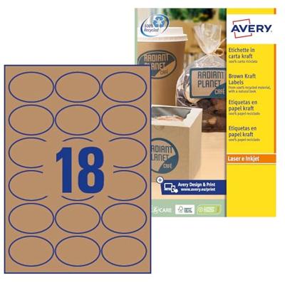 Avery L7103-20 productetiketten ft 63,5 x 42,3 mm (b x h), 360 etiketten, kraft, ovaal Avery L7103-20 productetiketten ft 63,5 x 42,3 mm (b x h), 360 etiketten, kraft, ovaal