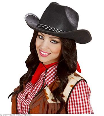 Cowboyhoed zwart met strass band
