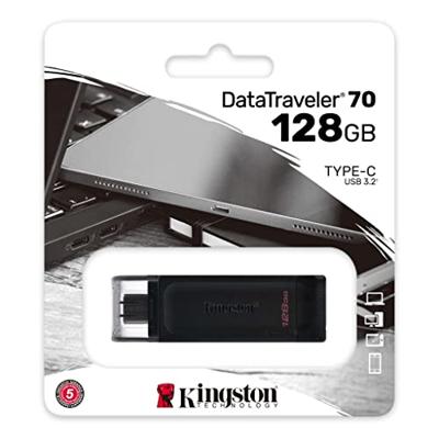 Kingston DataTraveler 70 USB-stick Retail 128 GB Zwart DT70/128GB USB-C