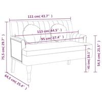 Bankje met kussens 113x64,5x75,5 cm linnen - thumbnail