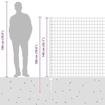 VidaXL Hek met paal grijs 1,4 x 10 m staal en pvc
