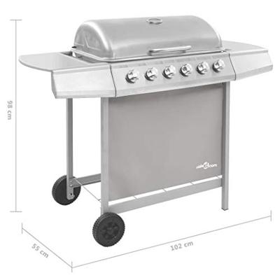 Gasbarbecue met 6 branders zilverkleurig - thumbnail