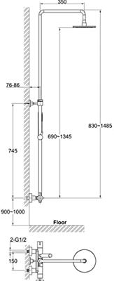 Ben Lavion 250 Cool regendoucheset Ø25cm geborsteld messing pvd