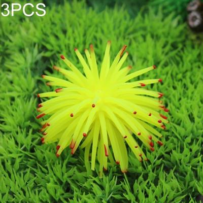 3 STKS aquarium artikelen decoratie TPR simulatie zee-egels bal koraal met punt grootte: L diameter: 13cm (geel)