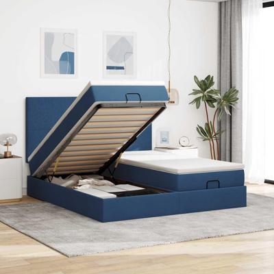 Ottoman bed met matrassen 180x200cm stof blauw