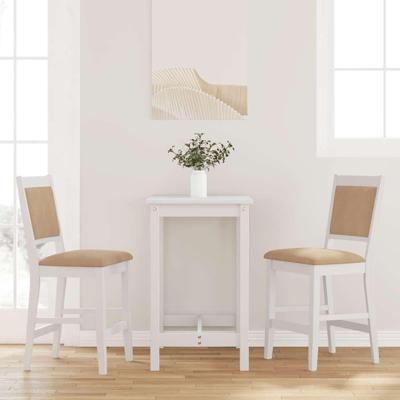 Barkrukken met kussens 2 stuks wit massief hout rubber