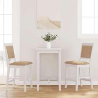 Barkrukken met kussens 2 stuks wit massief hout rubber - thumbnail