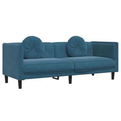 3-delige Loungeset met kussens fluweel blauw - thumbnail