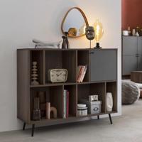 Artistiq Wandkast 'Romain' 76 x 118cm, kleur Walnoot / Grijs - thumbnail