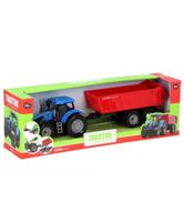 Jolly Vroom Tractor Bl/Rd/Gr met bakwagen - thumbnail