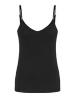 Dames hemd - spaghetti bandjes - Irene - Katoenen onderhemd met smalle bandjes - Wit - Zwart - thumbnail