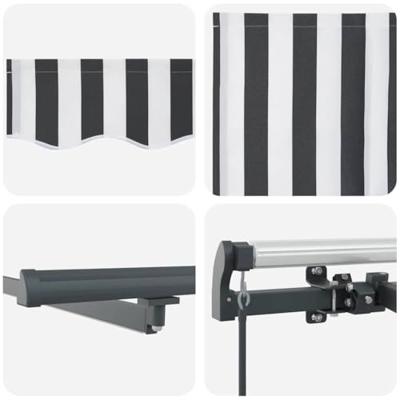 Luifel handmatig uittrekbaar en LED 600x300 cm antraciet en wit