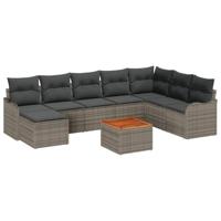 Tuinbankenset met opslag 9 pcs Grijs poly rattan - thumbnail
