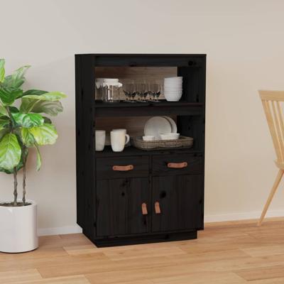 Hoge kast 67x40x108,5 cm massief grenenhout zwart Hoge kast 67x40x108,5 cm massief grenenhout zwart