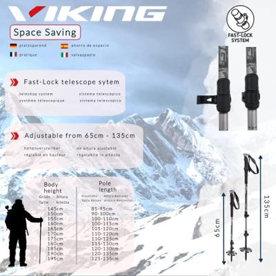 VIKING VARIO TOUR SKISTOKKEN ZWART/GRIJS