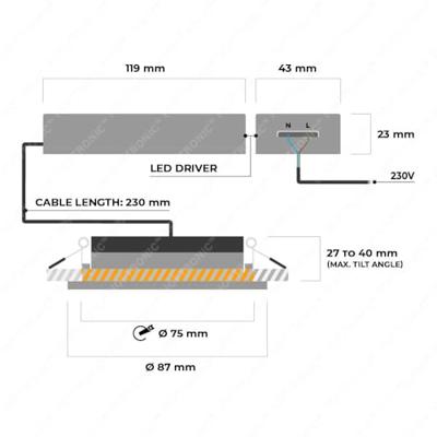 Set van 3 Rome LED inbouwspots - Kantelbaar - IP44 waterdicht - 6 Watt 500 lumen - 2700K warm wit - Lage inbouwdiepte 27mm - Dimbaar - Rond - RVS - Voor binnen en buiten