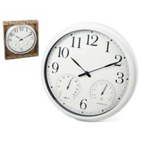 Gerimport Wandklok 33 x 4,5 Cm Wit met vochtigheid en thermometer - thumbnail