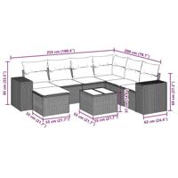 7-delige Loungeset met kussens poly rattan lichtgrijs - thumbnail