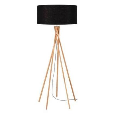 Good&Mojo Vloerlamp 'Kilimanjaro' Bamboe en Eco linnen, kleur Zwart