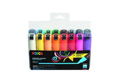 Uni POSCA paintmarker PC-7M, 4,5 - 5,5 mm, etui van 16 stuks in geassorteerde kleuren Uni POSCA paintmarker PC-7M, 4,5 - 5,5 mm, etui van 16 stuks in geassorteerde kleuren