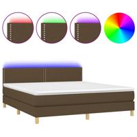 Boxspring met matras en LED stof donkerbruin 160x200 cm - thumbnail