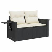 10-delige Loungeset met kussens poly rattan zwart - thumbnail