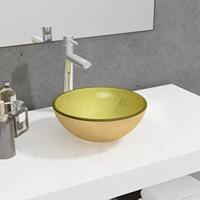 VidaXL Wasbak 30x12 cm gehard glas goudkleurig - thumbnail