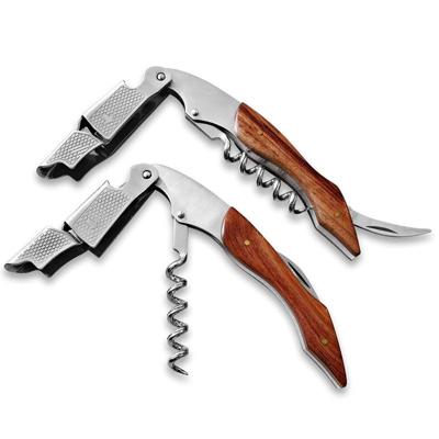 2 stuks houten handvat professionele multifunctionele dubbele stalen kop Draagbare schroef kurkentrekker wijn fles opener