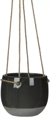 Mica Decorations Resa hangpot rond 16,5x13,5cm donkergrijs