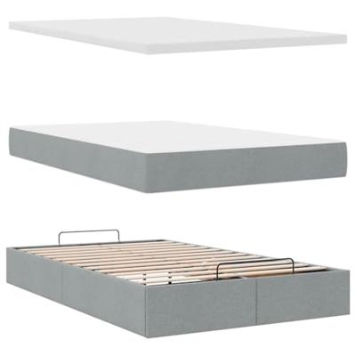 Ottoman bed met matras en LED's 120x200 cm stof lichtgrijs